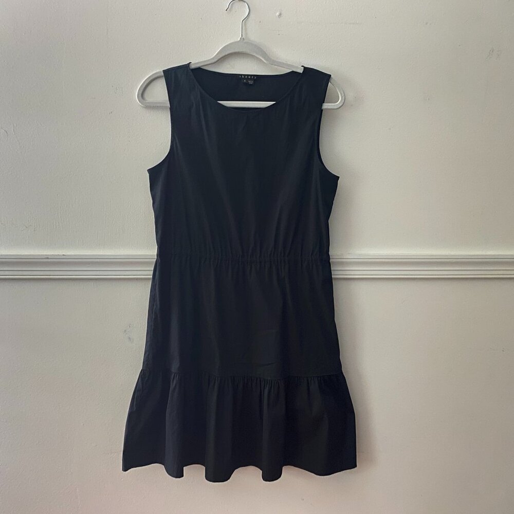 Theory Black Cotton Sleeveless Shift Dress Size‎ Small